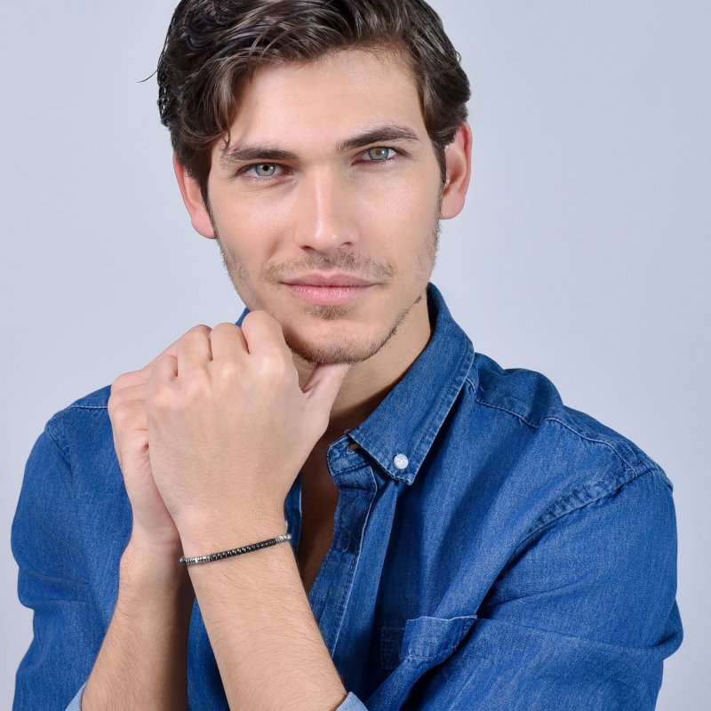 Luca Barra - Bracciale Uomo Acciaio - Piastra Ip Nero - Ematite