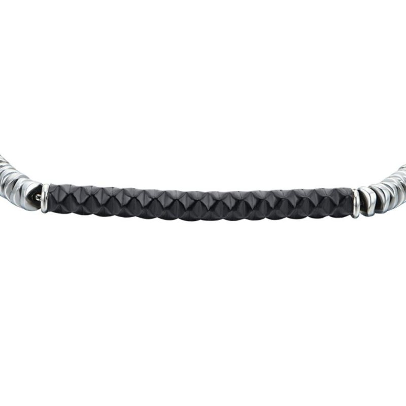 Luca Barra - Bracciale Uomo Acciaio - Piastra Ip Nero - Ematite