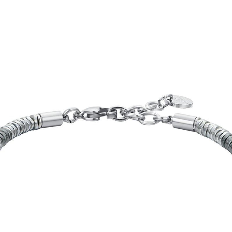 Luca Barra - Bracciale Uomo Acciaio - Piastra Ip Nero - Ematite