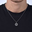 Luca Barra - Collana Uomo Acciaio - Rosa Dei Venti - Cristallo Nero