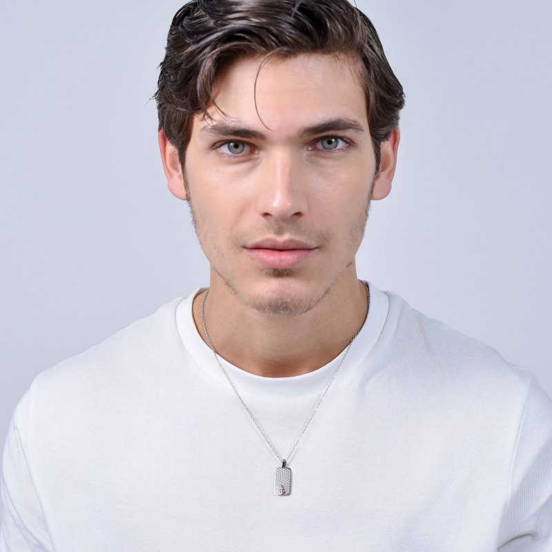 Luca Barra - Collana Uomo Acciaio - Ancora - Ip Rose
