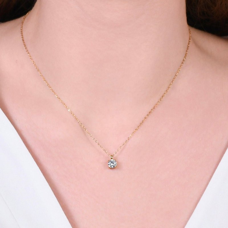 Luca Barra - Collana Donna Acciaio - Zircone Bianco - Ip Gold