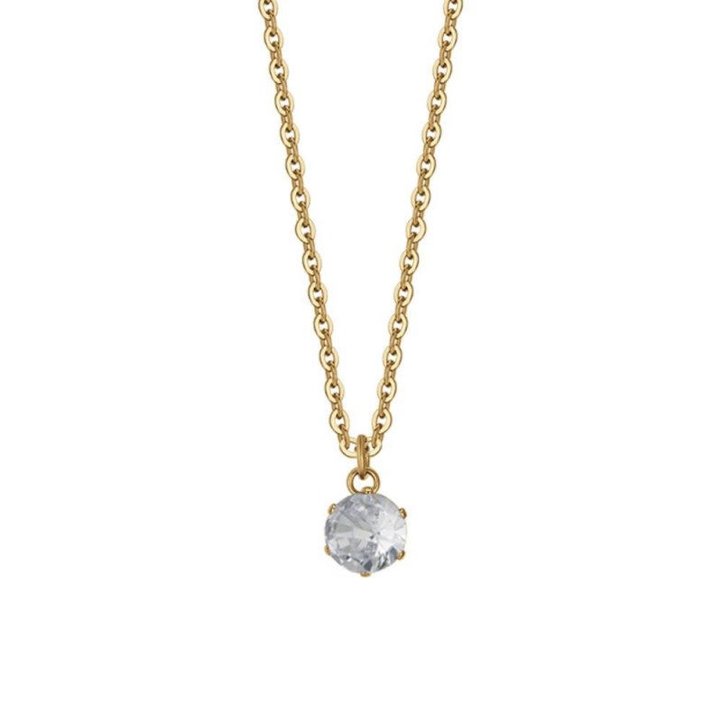 Luca Barra - Collana Donna Acciaio - Zircone Bianco - Ip Gold