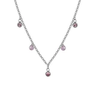 Luca Barra - Collana Donna Acciaio - Cristalli Rosa - Zirconi