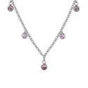 Luca Barra - Collana Donna Acciaio - Cristalli Rosa - Zirconi