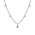 Luca Barra - Collana Lunga Donna - Acciaio - Cristalli Rosa