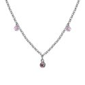 Luca Barra - Collana Lunga Donna - Acciaio - Cristalli Rosa