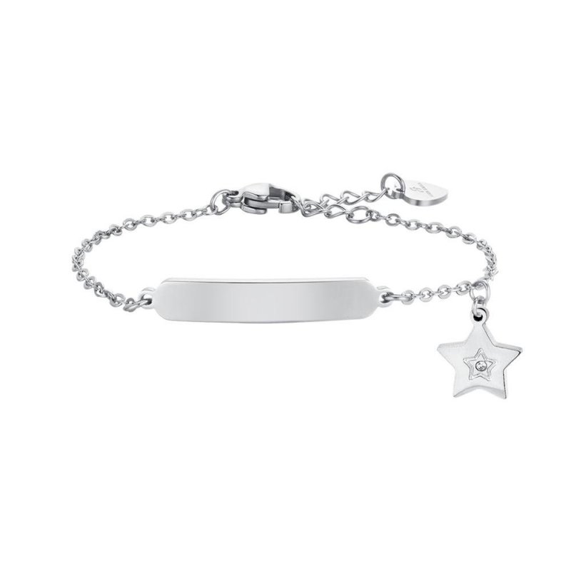 Luca Barra - Bracciale Bambina Acciaio - Stella - Piastra Personalizzabile