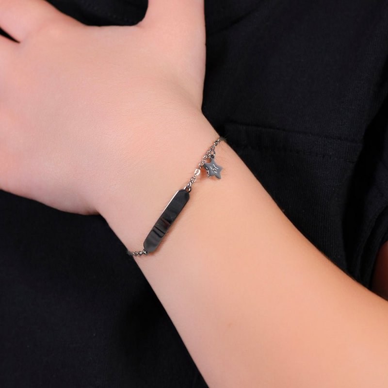 Luca Barra - Bracciale Bambina Acciaio - Stella - Piastra Personalizzabile