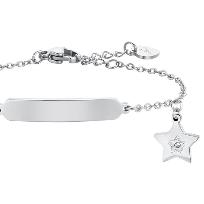 Luca Barra - Bracciale Bambina Acciaio - Stella - Piastra Personalizzabile
