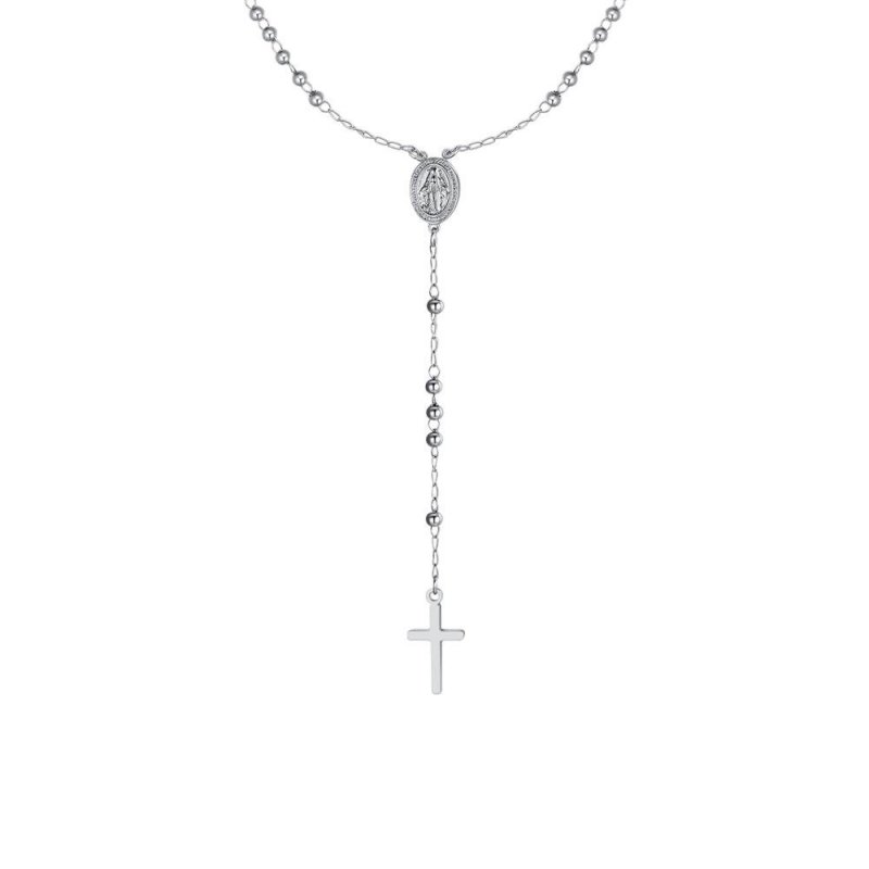 Luca Barra - Collana Rosario Donna - Acciaio - Sfere 3Mm