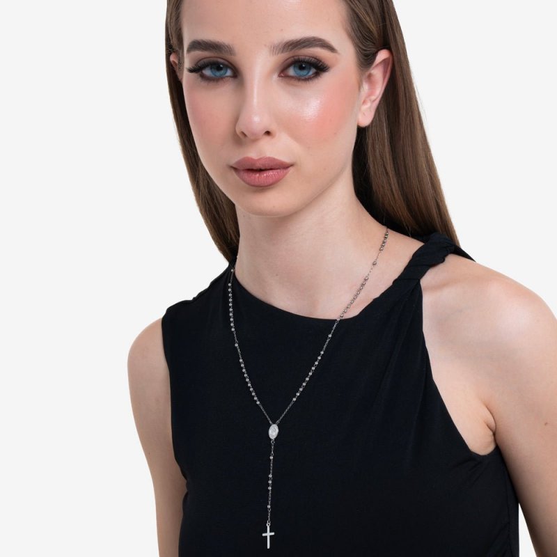 Luca Barra - Collana Rosario Donna - Acciaio - Sfere 3Mm