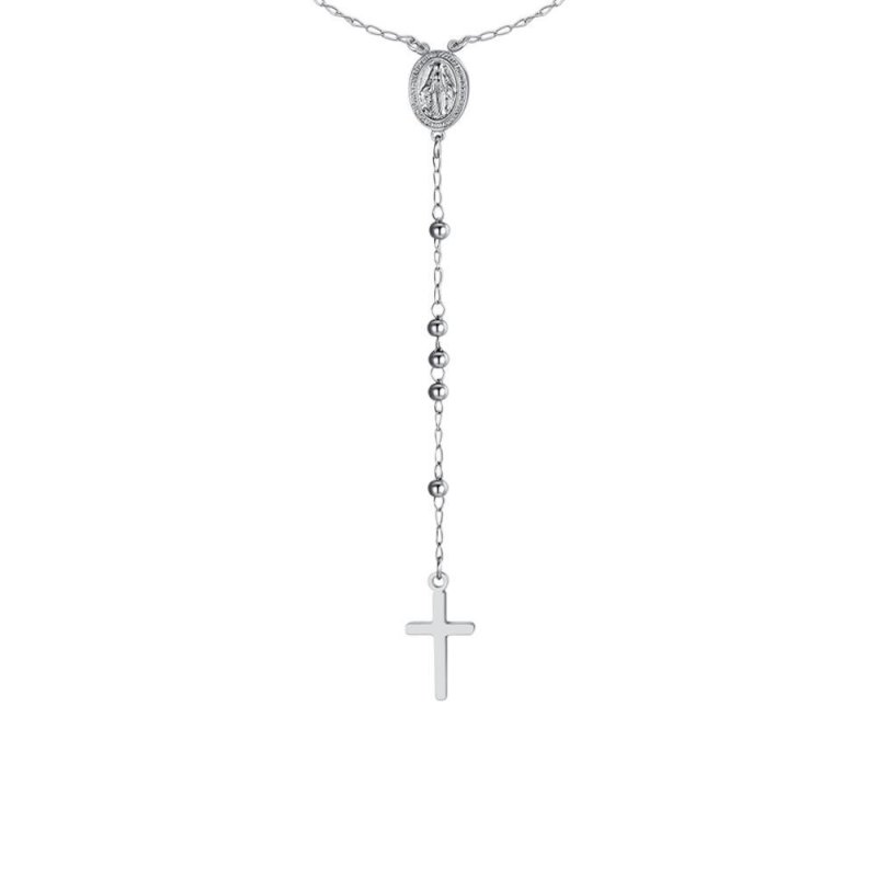 Luca Barra - Collana Rosario Donna - Acciaio - Sfere 3Mm