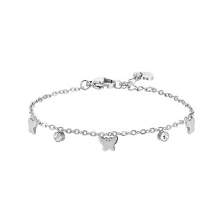 Luca Barra - Bracciale Bambina Farfalle - Acciaio - Cristalli Bianchi