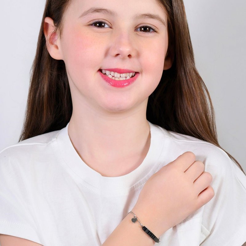 Luca Barra - Bracciale Bambina Acciaio - Cuori - Piastra