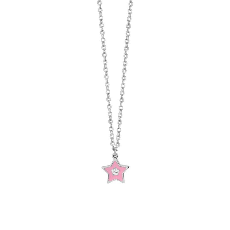 Luca Barra - Collana Bambina Stella - Acciaio - Smalto Rosa