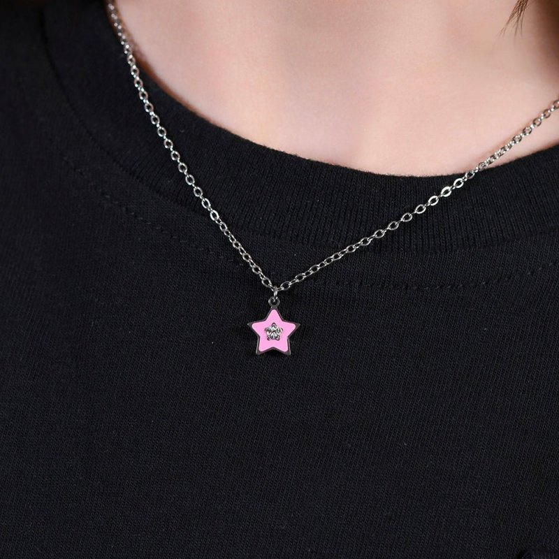 Luca Barra - Collana Bambina Stella - Acciaio - Smalto Rosa