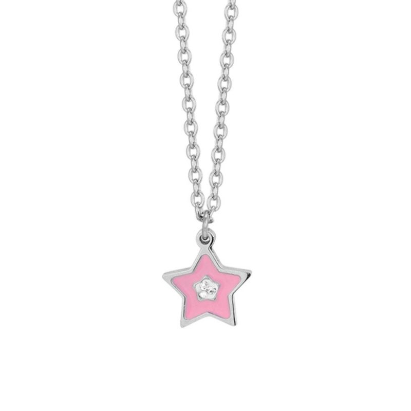 Luca Barra - Collana Bambina Stella - Acciaio - Smalto Rosa