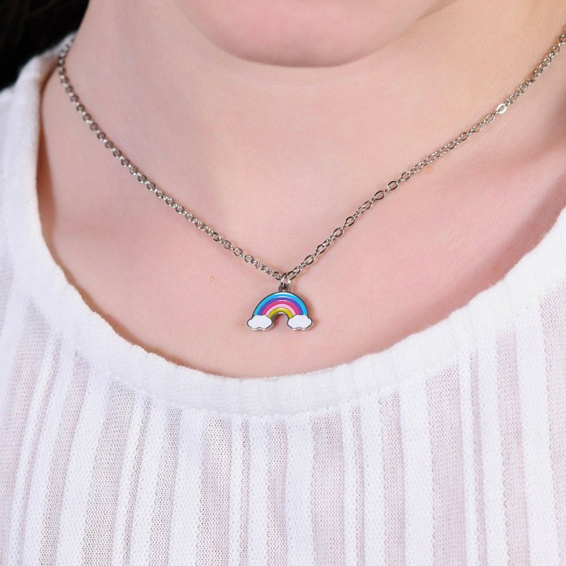Luca Barra - Collana Bambina Arcobaleno - Acciaio - Smalto Multicolor