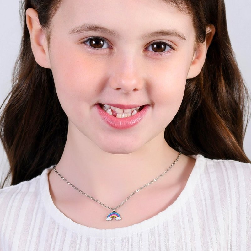 Luca Barra - Collana Bambina Arcobaleno - Acciaio - Smalto Multicolor