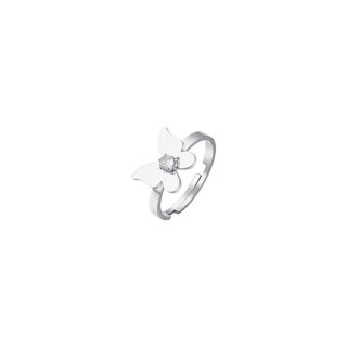 Luca Barra - Anello Donna Farfalla - Acciaio - Zircone Bianco