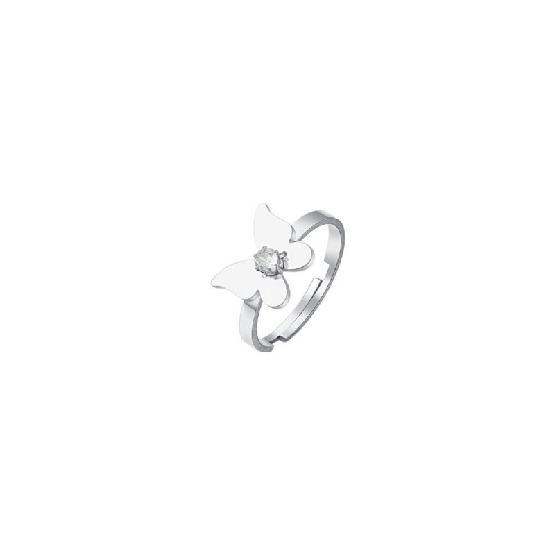 Luca Barra - Anello Donna Farfalla - Acciaio - Zircone Bianco