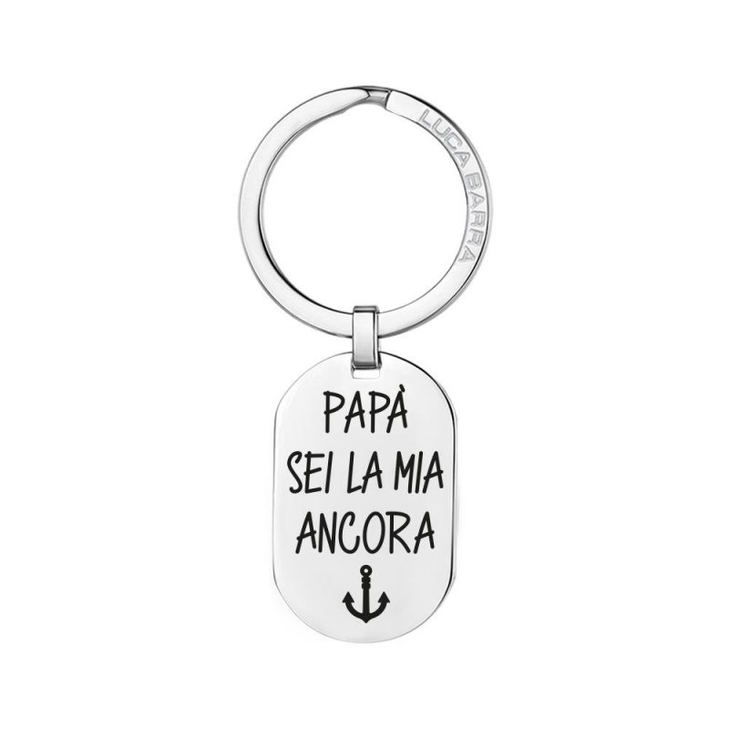 Luca Barra - Portachiavi Uomo - Acciaio - Papà Sei La Mia Ancora