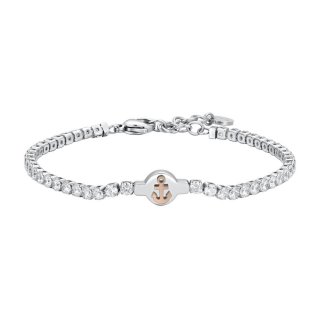 Luca Barra - Bracciale Tennis Uomo - Acciaio - Zirconi Bianchi