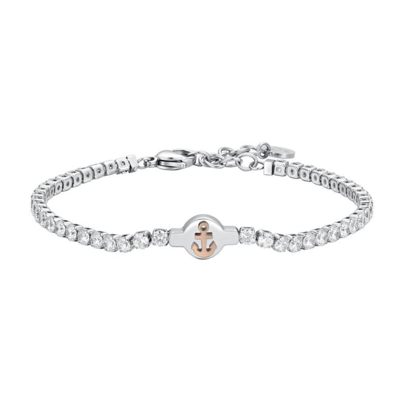 Luca Barra - Bracciale Tennis Uomo - Acciaio - Zirconi Bianchi