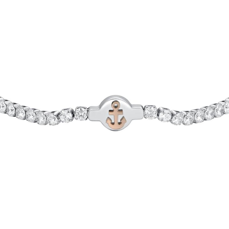 Luca Barra - Bracciale Tennis Uomo - Acciaio - Zirconi Bianchi