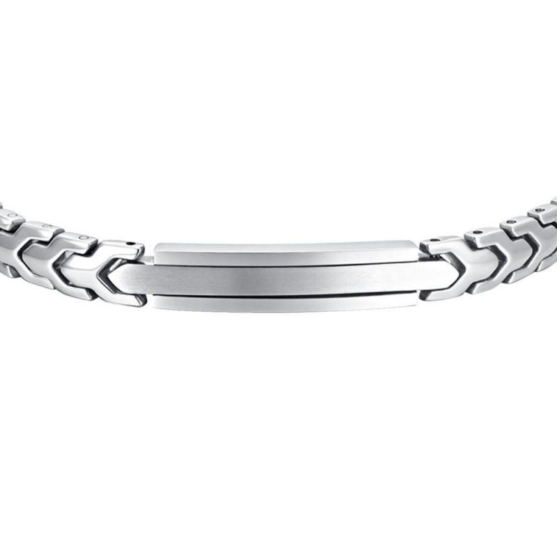 Luca Barra - Bracciale Uomo Acciaio - Piastra Rettangolare