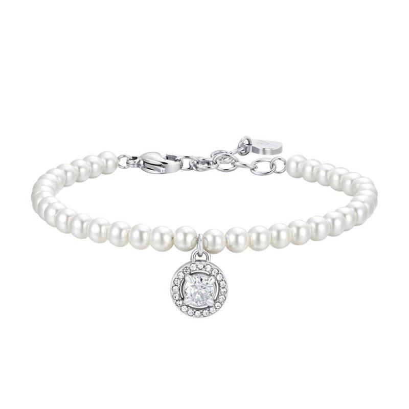 Luca Barra - Bracciale Donna Acciaio - Perle Sintetiche - Zircone Bianco