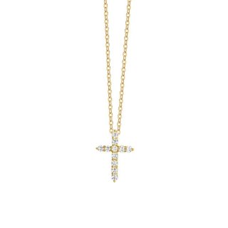 Luca Barra - Collana Donna Croce - Acciaio Ip Gold - Zirconi Bianchi