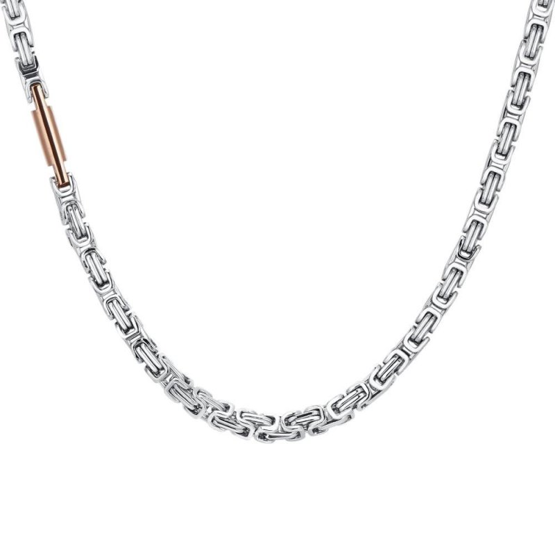 Luca Barra - Collana Uomo Acciaio - Elemento Ip Rose - Moderno
