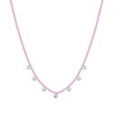 Luca Barra - Collana Donna - Acciaio - Cristalli Rosa - Zirconi Bianchi