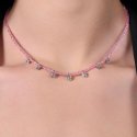 Luca Barra - Collana Donna - Acciaio - Cristalli Rosa - Zirconi Bianchi