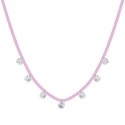 Luca Barra - Collana Donna - Acciaio - Cristalli Rosa - Zirconi Bianchi