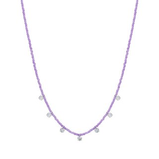 Luca Barra - Collana Donna Acciaio - Cristalli Viola - Zirconi Bianchi