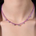 Luca Barra - Collana Donna Acciaio - Cristalli Viola - Zirconi Bianchi