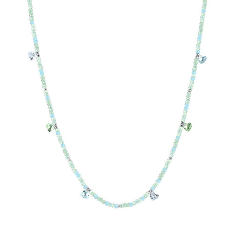 Luca Barra - Collana Donna Acciaio - Pietre Verde Acqua - Cristalli