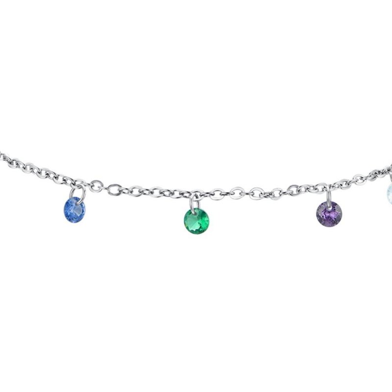 Luca Barra - Cavigliera Donna - Acciaio - Zirconi Multicolor