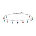 Luca Barra - Cavigliera Donna - Acciaio - Pietre Multicolor