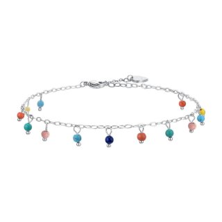 Luca Barra - Cavigliera Donna - Acciaio - Pietre Multicolor