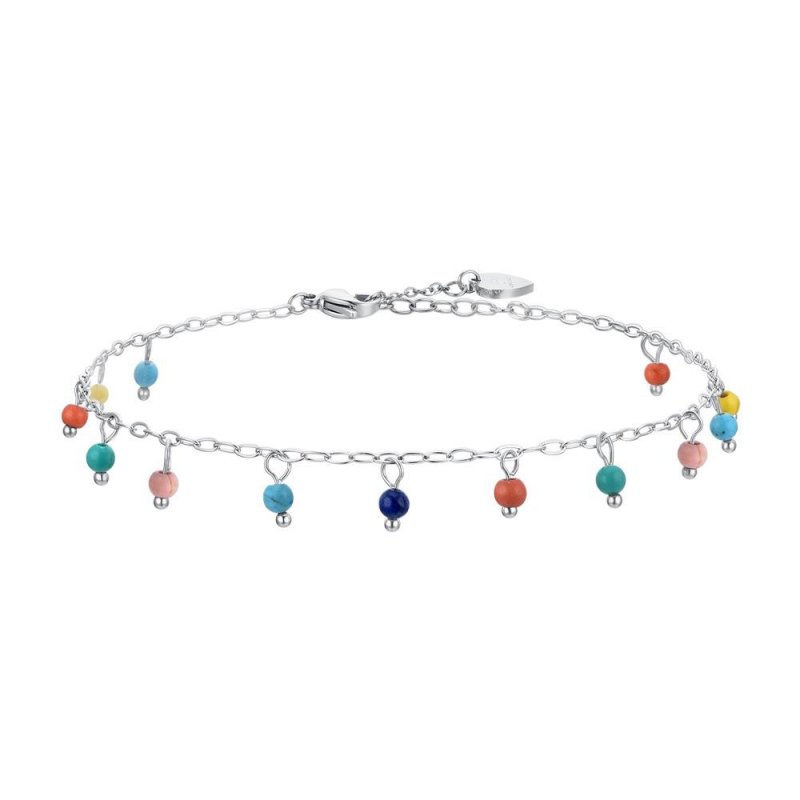 Luca Barra - Cavigliera Donna - Acciaio - Pietre Multicolor