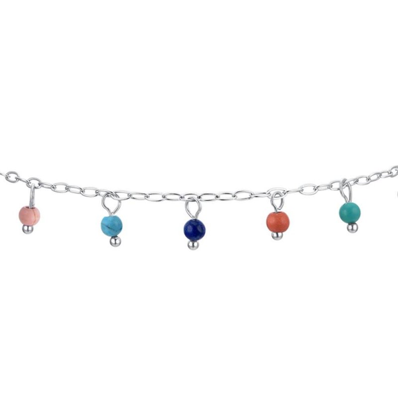 Luca Barra - Cavigliera Donna - Acciaio - Pietre Multicolor