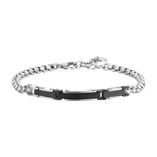 Luca Barra - Bracciale Uomo Acciaio - Elementi Ip Black - Design Moderno