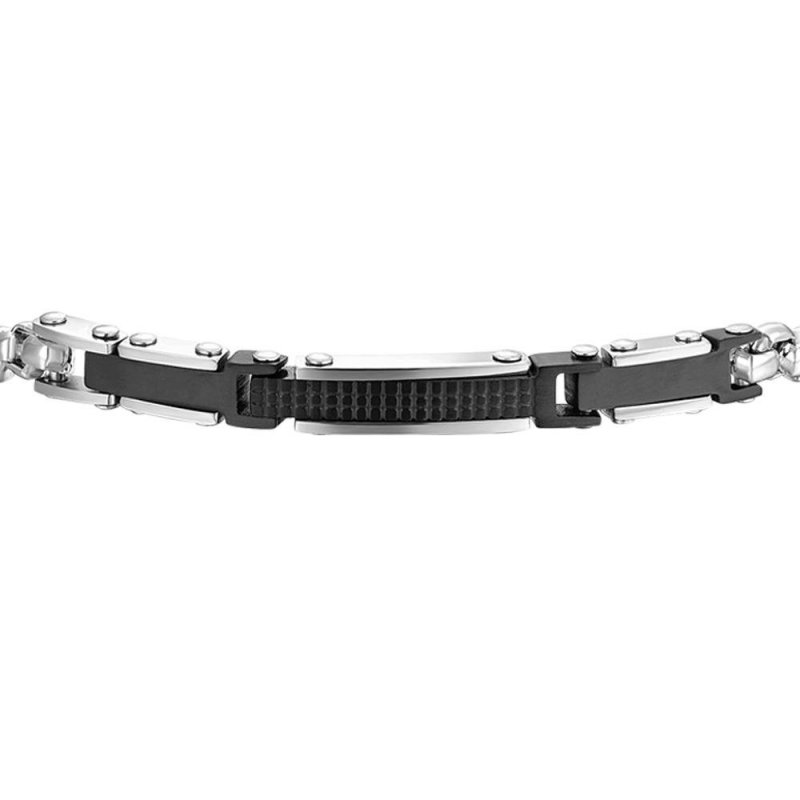 Luca Barra - Bracciale Uomo Acciaio - Elementi Ip Black - Design Moderno