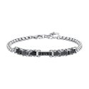 Luca Barra - Bracciale Uomo Acciaio - Ceramica Nera - Zirconi