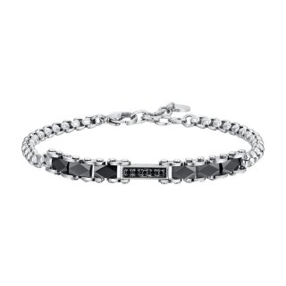 Luca Barra - Bracciale Uomo Acciaio - Ceramica Nera - Zirconi