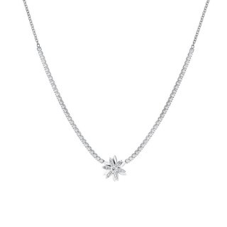 Luca Barra - Collana Tennis Donna - Acciaio - Fiore Girevole